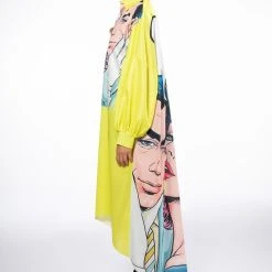 LOVERS LONG BUTTON DOWN BLOUSE -helmut shop lovers long button down blouse yellow multi 6 6