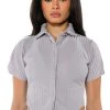 LUCY SHORT SLEEVE BUTTON DOWN -helmut shop lucy short sleeve button down grey 1 1