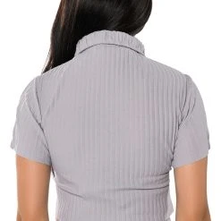 LUCY SHORT SLEEVE BUTTON DOWN -helmut shop lucy short sleeve button down grey 7 7