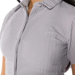 LUCY SHORT SLEEVE BUTTON DOWN -helmut shop lucy short sleeve button down grey 8 8