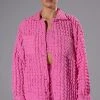 LUCY TEXTURED BUTTON DOWN BLOUSE -helmut shop lucy textured button down blouse pink 1 1