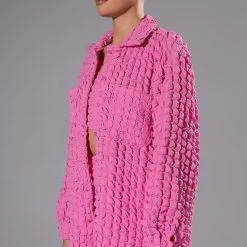 LUCY TEXTURED BUTTON DOWN BLOUSE -helmut shop lucy textured button down blouse pink 2 2