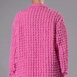 LUCY TEXTURED BUTTON DOWN BLOUSE -helmut shop lucy textured button down blouse pink 4 4