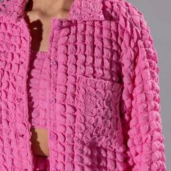 LUCY TEXTURED BUTTON DOWN BLOUSE -helmut shop lucy textured button down blouse pink 5 5