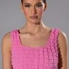 LUCY TEXTURED CROP TANK TOP -helmut shop lucy textured crop tank top pink 1 1
