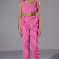 LUCY TEXTURED CROP TANK TOP -helmut shop lucy textured crop tank top pink 3 3