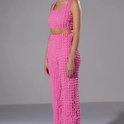 LUCY TEXTURED CROP TANK TOP -helmut shop lucy textured crop tank top pink 4 4