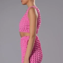 LUCY TEXTURED CROP TANK TOP -helmut shop lucy textured crop tank top pink 6 6