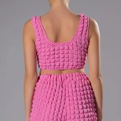 LUCY TEXTURED CROP TANK TOP -helmut shop lucy textured crop tank top pink 7 7