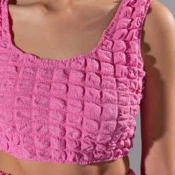 LUCY TEXTURED CROP TANK TOP -helmut shop lucy textured crop tank top pink 8 8