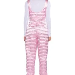 LUSH QUILTED SATIN SLEEVELESS JUMPSUIT -helmut shop lush quilted satin sleeveless jumpsuit pink 4 4