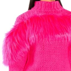 LYLA FAUX FUR DETAIL COZY SWEATER -helmut shop lyla faux fur detail cozy sweater pink 7 7