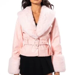 MADDIE Y2K PINK FUR TRIM BLAZER 13 MADDIE Y2K PINK FUR TRIM BLAZER -helmut shop maddie y2k pink fur trim blazer light pink 4 4