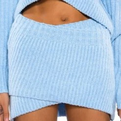 MADE YOU LOOK KNIT MINI SKIRT -helmut shop made you look knit mini skirt light blue 3 3