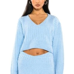 MADE YOU LOOK KNIT MINI SKIRT -helmut shop made you look knit mini skirt light blue 4 4