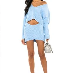 MADE YOU LOOK KNIT MINI SKIRT -helmut shop made you look knit mini skirt light blue 5 5
