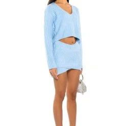 MADE YOU LOOK KNIT MINI SKIRT -helmut shop made you look knit mini skirt light blue 6 6