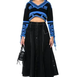 MADISON CROP V NECK SWEATER -helmut shop madison crop v neck sweater black multi 2 2