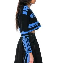 MADISON CROP V NECK SWEATER -helmut shop madison crop v neck sweater black multi 4 4