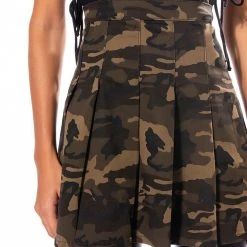 MAJOR GENERAL PLEATED DENIM SUSPENDER SKIRT -helmut shop major general pleated denim suspender skirt camo 7 7