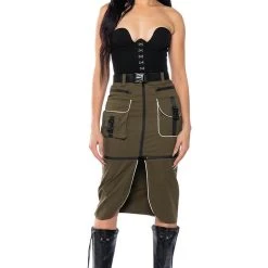 MAJOR MOOD CONVERTIBLE CARGO MIDI SKIRT -helmut shop major mood convertible cargo midi skirt green 3 3