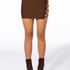 MAKE BELIEVE MINI SKIRT -helmut shop make believe mini skirt dark brown 4 4