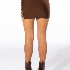 MAKE BELIEVE MINI SKIRT -helmut shop make believe mini skirt dark brown 7 7