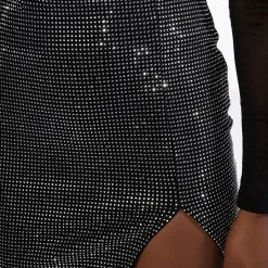 MAKE THE WORLD STOP RHINESTONE MINI SKIRT -helmut shop make the world stop rhinestone mini skirt black 10 10