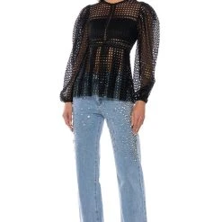 MAKE THE WORLD YOURS PEPLUM FITTED LONG SLEEVE BLOUSE -helmut shop make the world yours peplum fitted long sleeve blouse black 3 3 c1