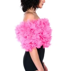 MAKING THE CUT 3D FLORAL OFF SHOULDER CROP TOP -helmut shop making the cut 3d floral off shoulder crop top pink 10 10