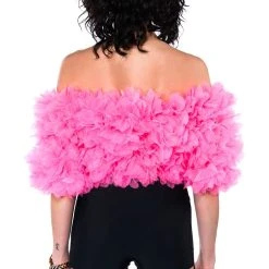 MAKING THE CUT 3D FLORAL OFF SHOULDER CROP TOP -helmut shop making the cut 3d floral off shoulder crop top pink 11 11