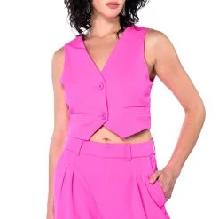MAKING THE CUT CROPPED VEST -helmut shop making the cut cropped vest pink 6 6