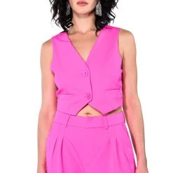 MAKING THE CUT CROPPED VEST -helmut shop making the cut cropped vest pink 7 7