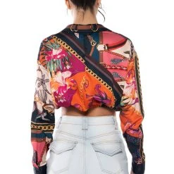 MALIBU SCARF PRINT TIE FRONT BLOUSE -helmut shop malibu scarf print tie front blouse blue multi 5 5