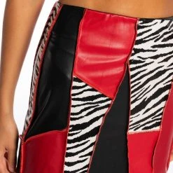 MANCHESTER FAUX COLORBLOCK MINI SKIRT -helmut shop manchester faux colorblock mini skirt red multi 8 8