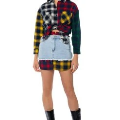 MARIANNA MULTI COLORED PLAID SHIRT -helmut shop marianna multi colored plaid shirt red multi 4 4 c1