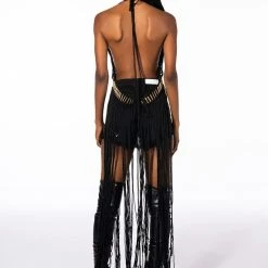 MARLEY ULTRA LONG CROCHET FRINGE BLOUSE 11 MARLEY ULTRA LONG CROCHET FRINGE BLOUSE -helmut shop marley ultra long crochet fringe blouse black 4 4