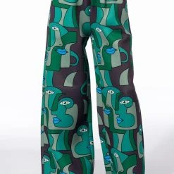 MEDUSA WIDE LEG SCUBA SWEATPANTS -helmut shop medusa wide leg scuba sweatpants green multi 4 4
