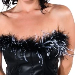 MELINDA FEATHER DETAIL TOP -helmut shop melinda feather detail top black 10 10