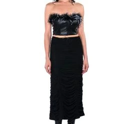 MELINDA FEATHER DETAIL TOP -helmut shop melinda feather detail top black 6 6