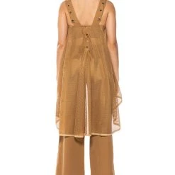 MESH SYMMETRICAL HIGH LOW SLEEVELESS BLOUSE -helmut shop mesh symmetrical high low sleeveless blouse beige 4 4