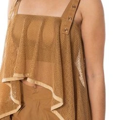 MESH SYMMETRICAL HIGH LOW SLEEVELESS BLOUSE -helmut shop mesh symmetrical high low sleeveless blouse beige 5 5