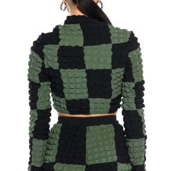 MET YOU IN SAN FRANCISCO COLORBLOCK PUFF CROP TOP -helmut shop met you in san francisco colorblock puff crop top olive 6 6