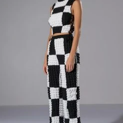 MET YOU SAN FRANCISCO COLORBLOCK SLEEVELESS PUFF CROP TOP -helmut shop met you san francisco colorblock sleeveless puff crop top white black 4 4