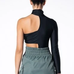 MIA BANDEAU DETAIL MOCK NECK BODYSUIT -helmut shop mia bandeau detail mock neck bodysuit black 10 10