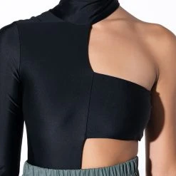 MIA BANDEAU DETAIL MOCK NECK BODYSUIT -helmut shop mia bandeau detail mock neck bodysuit black 11 11