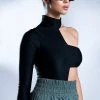 MIA BANDEAU DETAIL MOCK NECK BODYSUIT -helmut shop mia bandeau detail mock neck bodysuit black 1 1