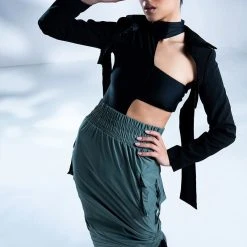 MIA BANDEAU DETAIL MOCK NECK BODYSUIT -helmut shop mia bandeau detail mock neck bodysuit black 5 5