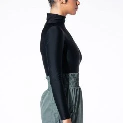 MIA BANDEAU DETAIL MOCK NECK BODYSUIT -helmut shop mia bandeau detail mock neck bodysuit black 8 8