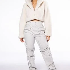 MIA CARGO PANT WITH TIES -helmut shop mia cargo pant with ties light grey 3 3